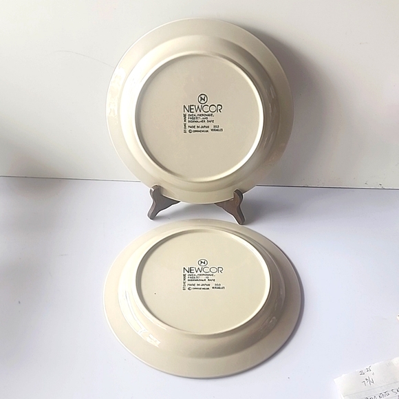 1986 Set of 2 Newcor Stoneware, Dinner Plates. 503 Versailles, Made in Japan - Picture 6 of 8